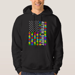 Retro Autism Daddy American Flag Liebe Autismus Aw Hoodie