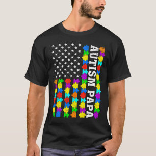 Retro Autism Papa American Flag Liebe Autism Aware T-Shirt