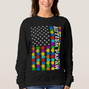 Retro Autism Papaw American Flag Liebe Autismus Aw Sweatshirt