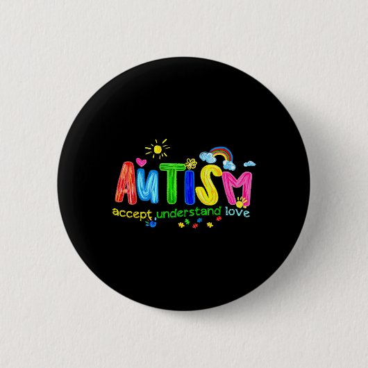 Retro Autismus Akzeptiere Verstehe Liebe zu Sein Button (Vorderseite)