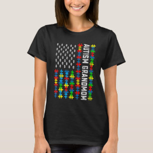 Retro Autismus Bewusstsein US-Flagge Großmutter Un T-Shirt