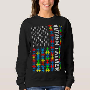 Retro Autismus Bewusstsein US-Flagge Vater Unterst Sweatshirt