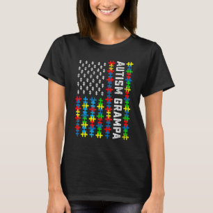 Retro-Autismus-Bewusstsein-USA-Flagge Grampa-Unter T-Shirt