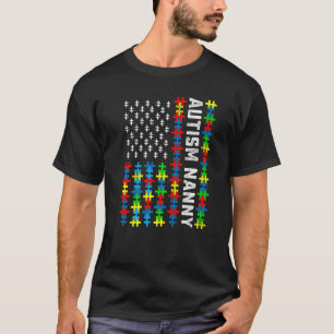 Retro-Autismus-Bewusstsein-USA-Flagge-Nanny-Unters T-Shirt