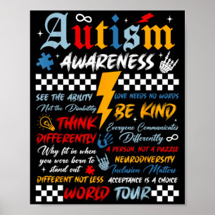 Retro-Autismus-Bewusstseins-Welttour-Puzzleteil Poster