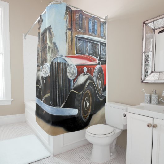 Retro Auto Altstadt Malerei Duschvorhang (Beispiel)