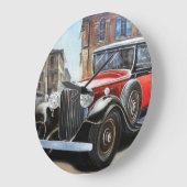 Retro Auto Altstadt Malerei Große Wanduhr (Winkel)
