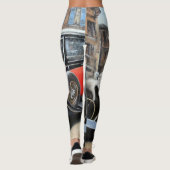 Retro Auto Altstadt Malerei Leggings (Rückseite)