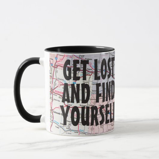 Retro-Auto auf Straßenkarte Tasse (Links)