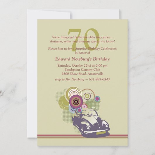 Retro Auto-Einladung Einladung (Vorderseite)