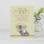 Retro Auto-Einladung Einladung (Stehend Vorderseite)