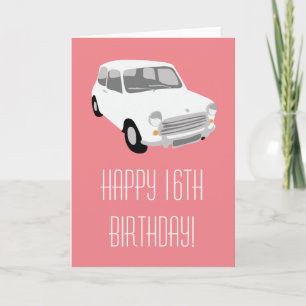 Retro-Auto-Glückwunschkarte zum 16. Geburtstag Karte