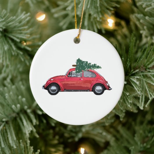 Retro Auto mit Tree Art Collection Keramik Ornament (Baum)