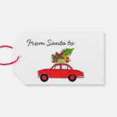 Retro-Auto mit Weihnachtsgeschenken Geschenkanhänger (Rückseite Horizontal)