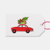 Retro-Auto mit Weihnachtsgeschenken Geschenkanhänger (Vorderseite (Horizontal))