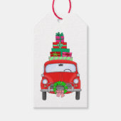 Retro-Auto mit Weihnachtsgeschenken Geschenkanhänger (Vorderseite)