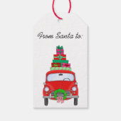 Retro-Auto mit Weihnachtsgeschenken Geschenkanhänger (Rückseite)