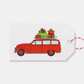 Retro-Auto mit Weihnachtsgeschenken Geschenkanhänger (Vorderseite (Horizontal))