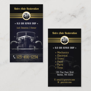 Retro-Auto-Restauration Reparaturwerkstatt elega Visitenkarte