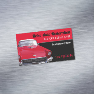 Retro-Auto-Restauration   Reparaturwerkstatt Magnetische Visitenkarte