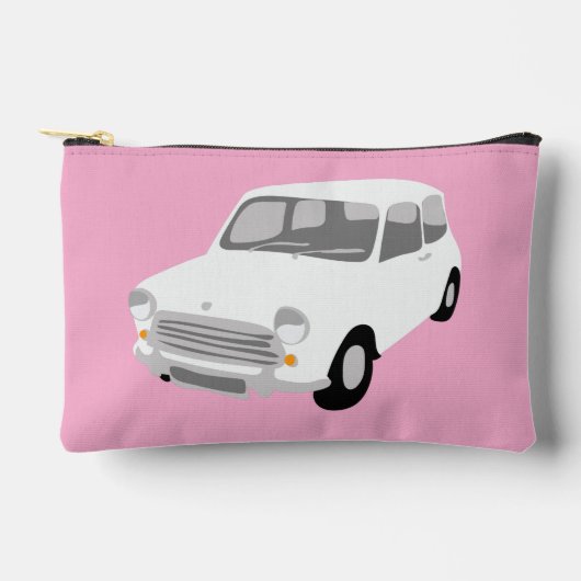 Retro-Auto Rosa und Weiß Zubehörtasche (Vorderseite)