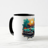 Retro-Auto-Skyline-Vibes-Kaffeetasse Tasse (Vorderseite Links)