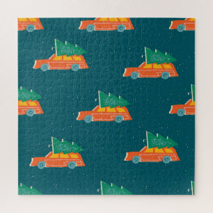 Retro-Auto-Weihnachtsbaum-Muster Puzzle