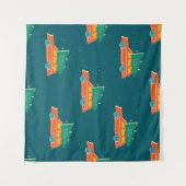 Retro-Auto-Weihnachtsbaum-Muster Wandteppich (Vorderseite (Horizontal))