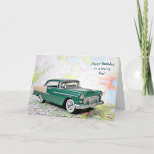 Retro-Auto zum Geburtstag des Vaters Karte