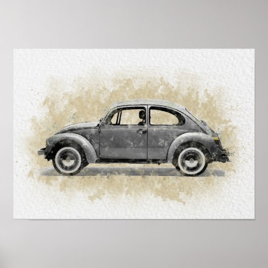 Retro-Autokunst - Grau Poster (Vorne)