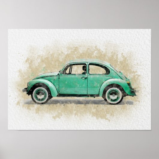 Retro-Autokunst - Grüne Farbe Poster (Vorne)