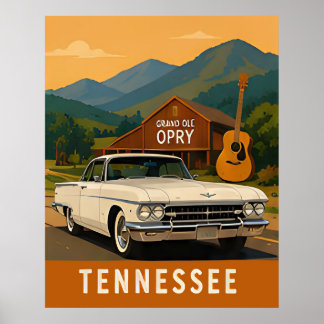 🏔️ Retro-Automobil-Alpenstraßen-Kunstwerk ✨ Poster
