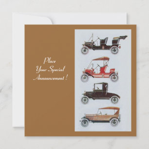 RETRO-AUTOS 2, AUTO-REPARATUR, blau weiß braun Ankündigung