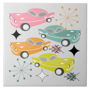 Retro-Autos Atomic Starburst Modern Mitte des Jahr Fliese