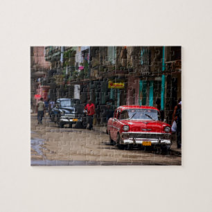 Retro-Autos auf der Havanna-Straße Puzzle