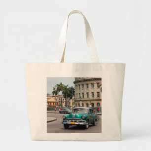Retro-Autos auf der Straße von Havanna Jumbo Stoffbeutel