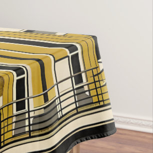 Retro-Autos Geometrischer Senf Mitte des Jahrhunde Tischdecke