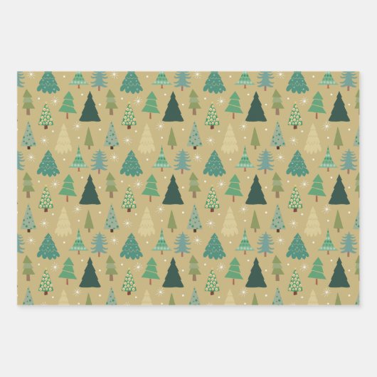 Retro-Autos, LKWs, Weihnachtsbaumen Geschenkpapier Set (Vorderseite 3)