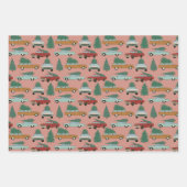 Retro-Autos, LKWs, Weihnachtsbaumen Geschenkpapier Set (Vorderseite 2)