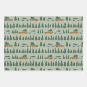 Retro-Autos, LKWs, Weihnachtsbaumen Geschenkpapier Set (Vorderseite)