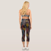 Retro Autumn Leaves Capri Leggings (Rückseite)