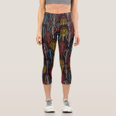 Retro Autumn Leaves Capri Leggings (Vorderseite)