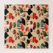Retro Autumn Woodland Mushroom Watercolor Puzzle (Horizontal)