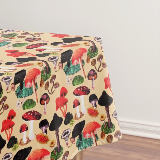 Retro Autumn Woodland Mushroom Watercolor Tischdecke (Beispiel)