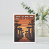 Retro Avenue of the Baobabs Madagascar Nature Postkarte (Stehend Vorderseite)