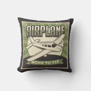 Retro Aviation Airplane Throw Kissen