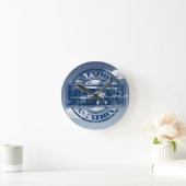 Retro Aviation Art Runde Wanduhr (Zuhause)