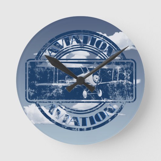 Retro Aviation Art Runde Wanduhr (Vorderseite)