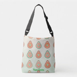 Retro-Avocado-Muster – Pfirsich und Mintgrün Tragetaschen Mit Langen Trägern
