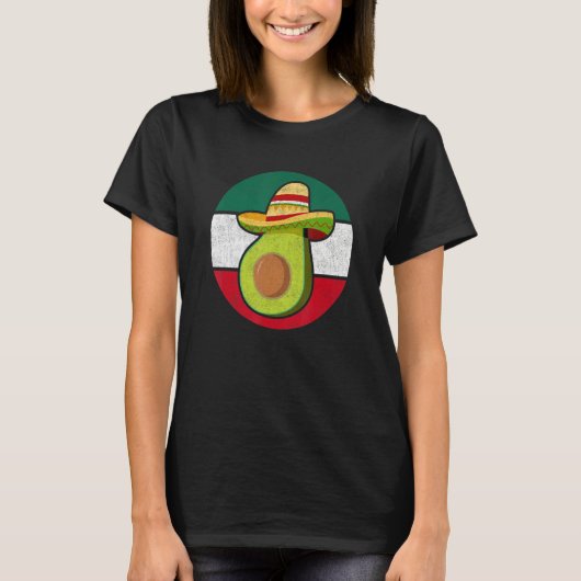 Retro Avocado Sombrero Hat Mexican Independence Da T-Shirt (Vorderseite)